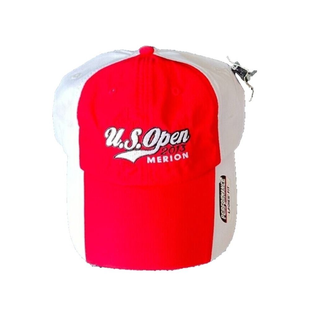 US Open Merion Hat Womens Strapback Cap One Size‎ Red White Golf EUC